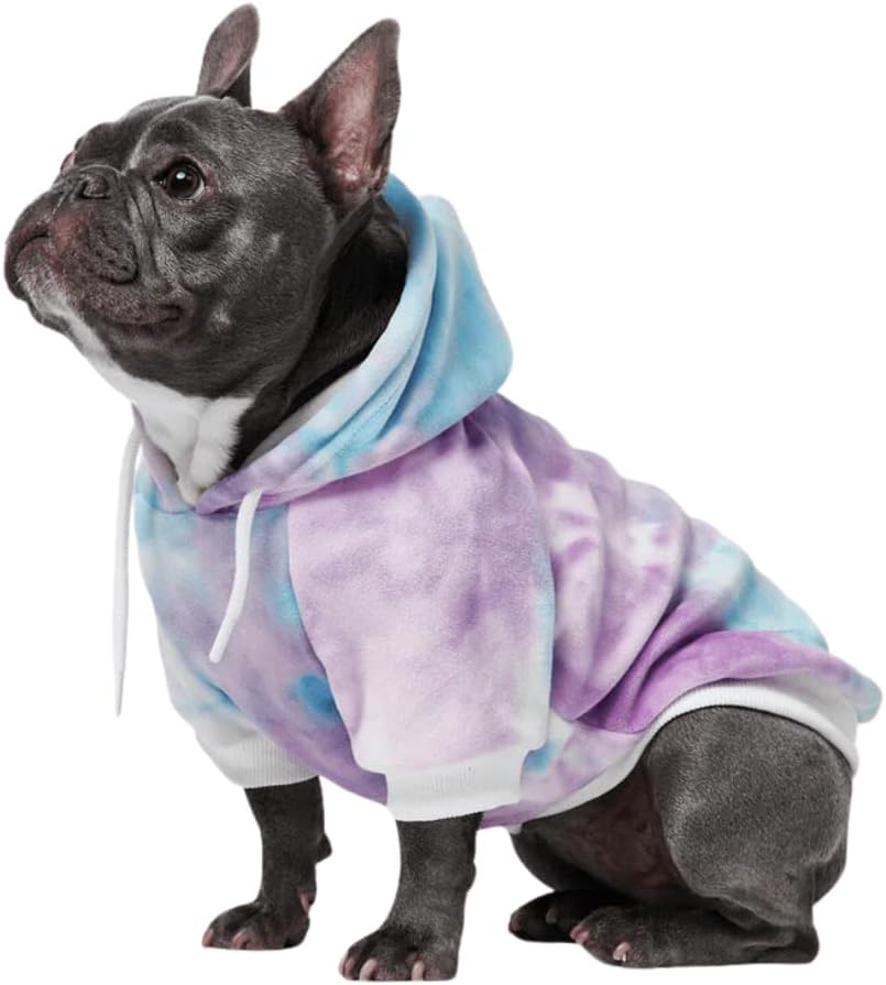 Dog Hoodie – Premium Dog Sweater for Small, Medium, and Large Dogs | Warm Outfits for French Bulldogs, Pitbull, Puppy, Winter Jacket Alternative - 90s Retro Sky Dye - L