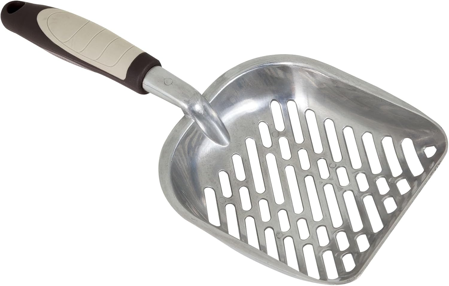 Metal Cat/Kitty Litter Scoop, Deep Shovel, Premium Non-Stick Large Scooper with Non-Slip Handle & Curved Design for Maximum Coverage