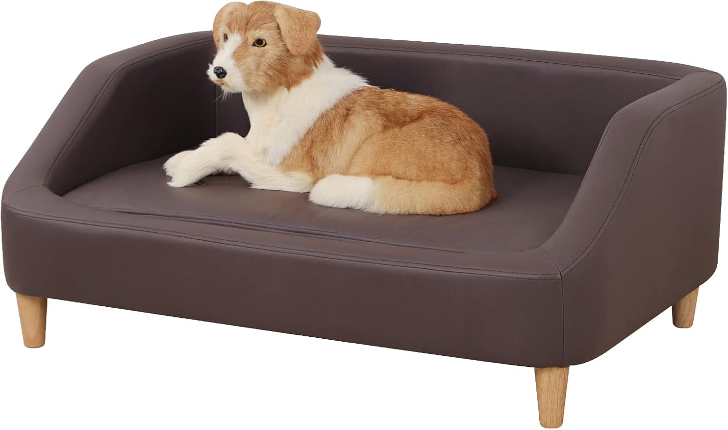 Dog Bed/Pet Sofa Bed Technology Cloth Medium-Large Pet Sleeping Couch High Wood Leg Animal Bed Sofa (Brown)