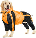 Dog Raincoat, Waterproof Dog Rain Coats for Large Dogs, Lightweight Rain Jacket, Adjustable 4 Legs Pet Poncho with Hood, Snow-Proof Dog Vest Rainwear, Rain Clothes Apparel with Leash Hole