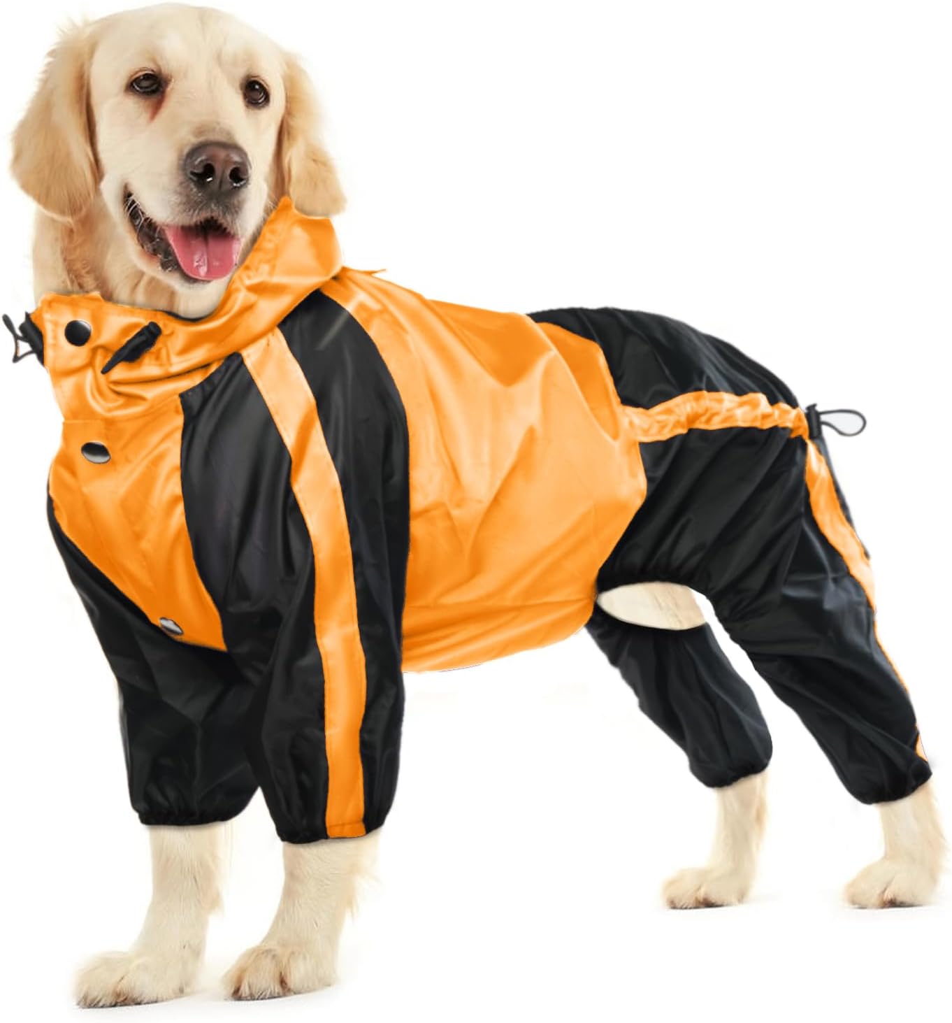 Dog Raincoat, Waterproof Dog Rain Coats for Large Dogs, Lightweight Rain Jacket, Adjustable 4 Legs Pet Poncho with Hood, Snow-Proof Dog Vest Rainwear, Rain Clothes Apparel with Leash Hole