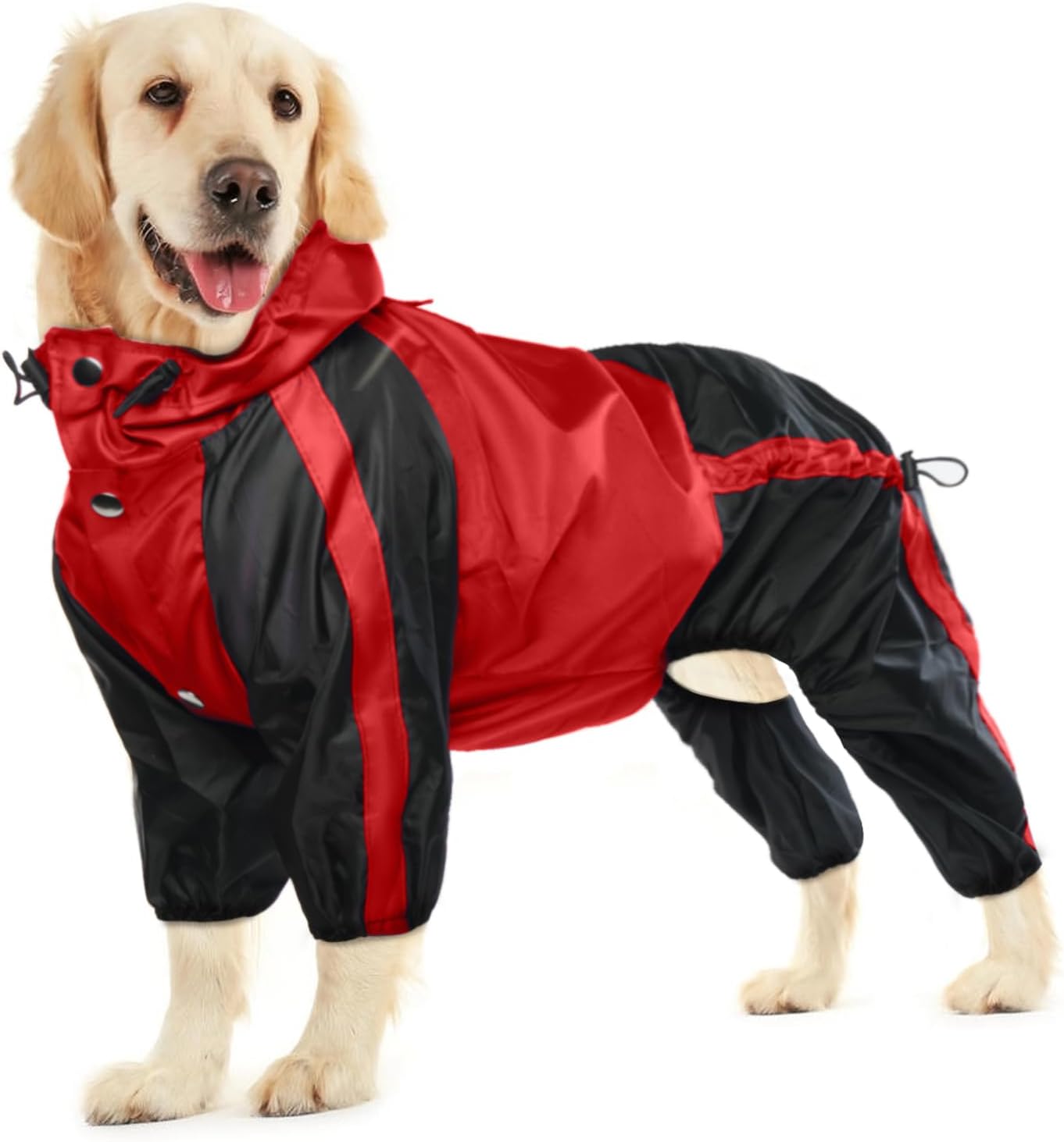 Dog Raincoat, Waterproof Dog Rain Coats for Large Dogs, Lightweight Rain Jacket, Adjustable 4 Legs Pet Poncho with Hood, Snow-Proof Dog Vest Rainwear, Rain Clothes Apparel with Leash Hole