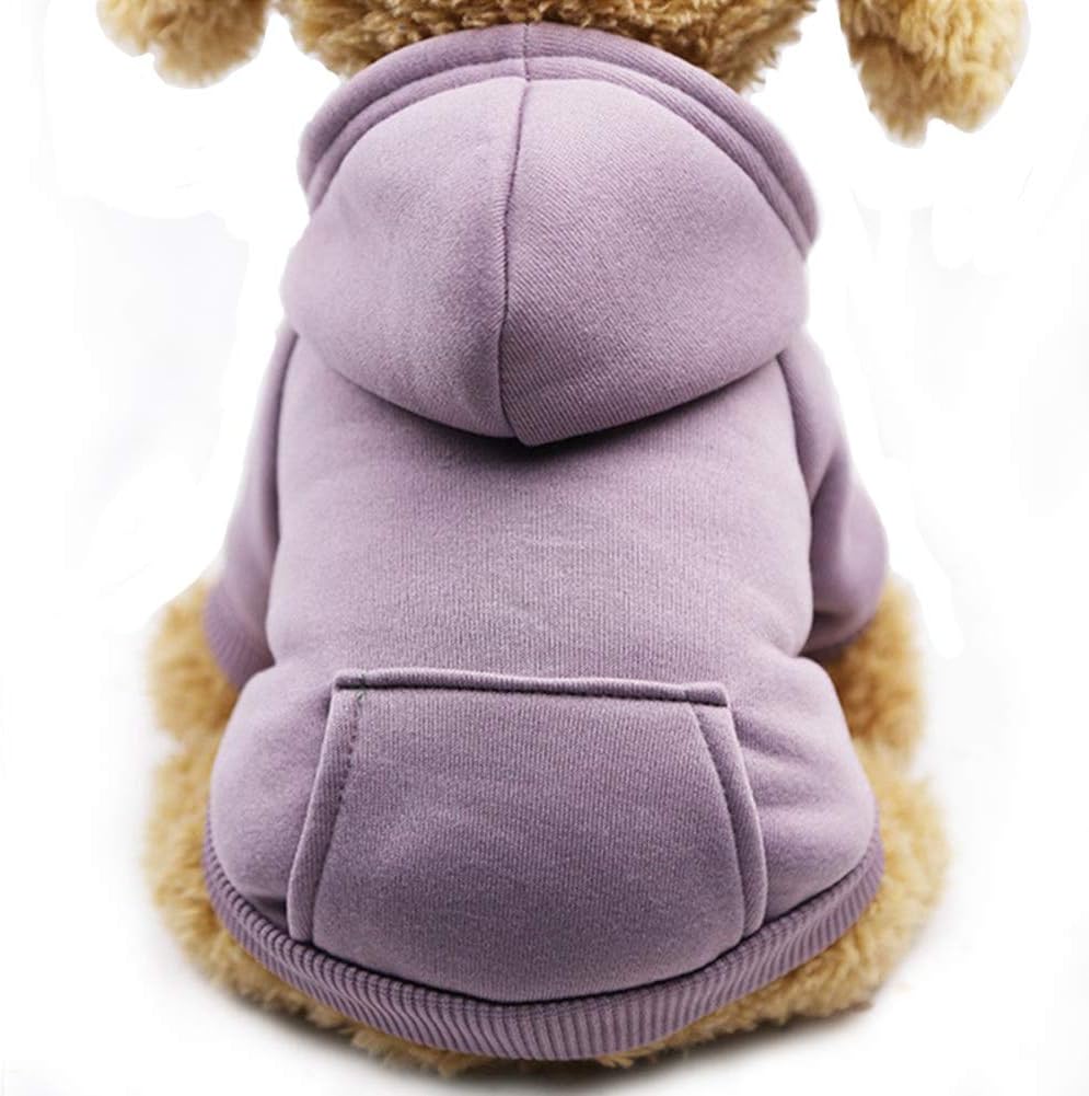 Winter Dog Hoodie Sweatshirts with Pockets Warm Dog Clothes for Small Dogs Chihuahua Coat Clothing Puppy Cat Custume (Purple, XX-Small)