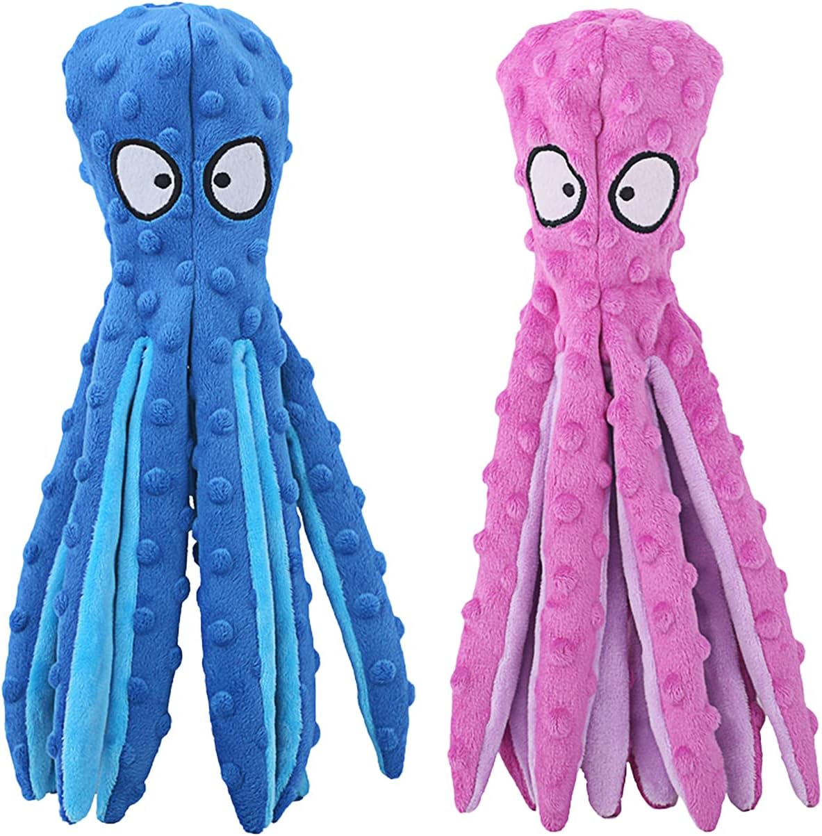Squeaky Dog Toys, Octopus No Stuffing Crinkle Plush Dog Toys to Keep Them Busy, Interactive Dog Chew Toys for Puppy Teething, Large Dog Toys for Large Medium Small Breeds, Pet Toys, 2 Pack