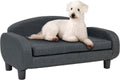 Modern Pet Sofa 31.5" Wide Low Back Lounging Bed with Removable Mattress Cover in Espresso/Gray
