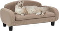 Modern Pet Sofa 31.5" Wide Low Back Lounging Bed with Removable Mattress Cover in Espresso/Sand