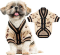 Small Dog Sweaters Cute Bear Dog Cardigans Clothes for Small Medium Dogs Boy Girl Puppy Cat Knitting Cardigan Outfits Dogs Autumn Coats Warm Pet Doggy Clothes Soft Knitwear Apparel (Beige,L)