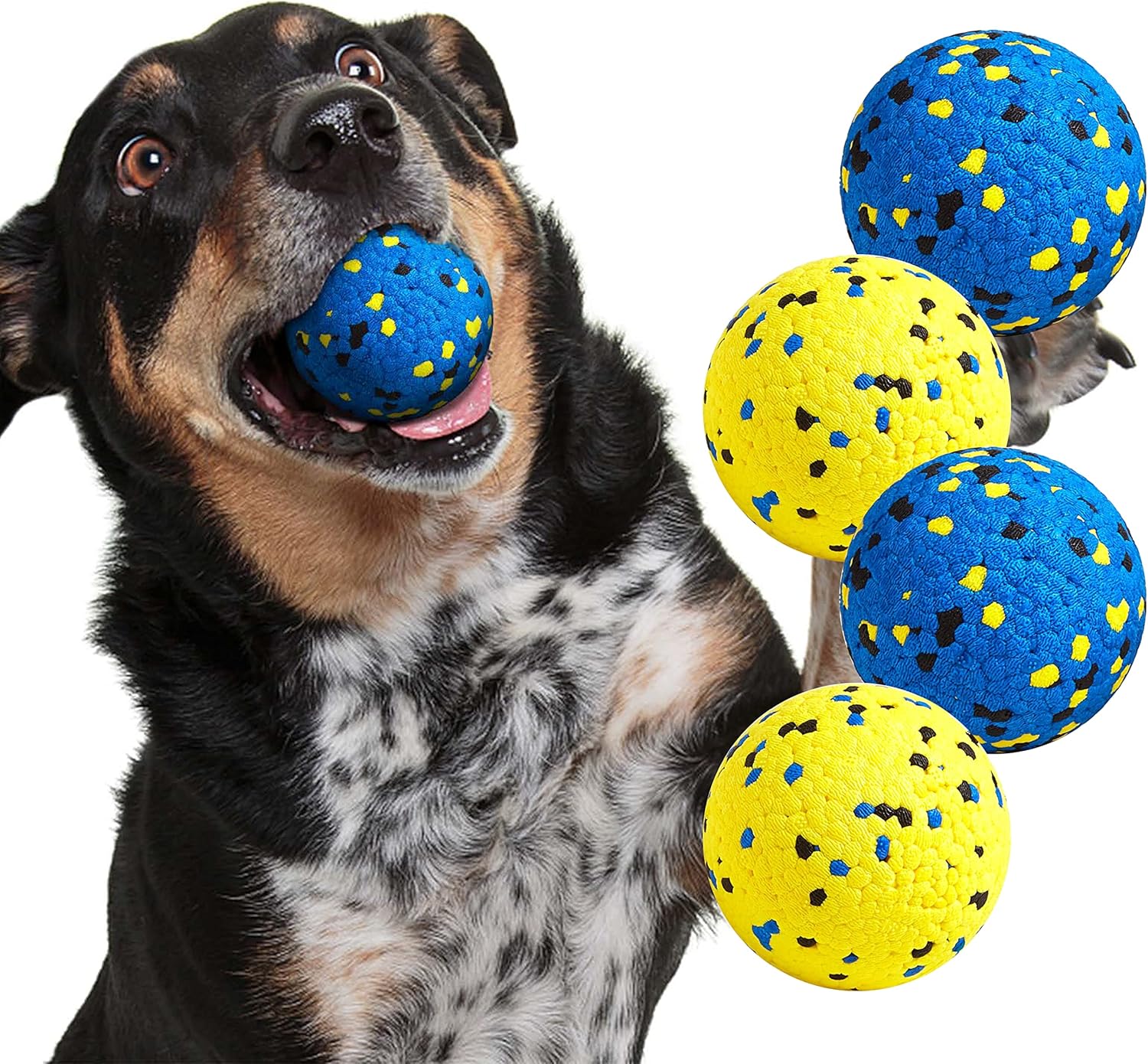 Dog Balls Tennis Ball Toys Dog Toys for Aggressive  Durable Teething Chew Toys Water Toy Fetch Balls for Large Medium Small Dog and Puppies (4 Balls)